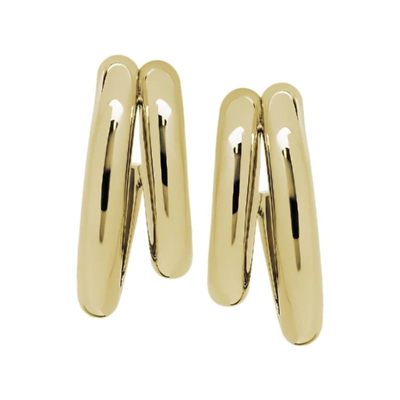 rover chic earrings-Victoria Townsend Gold Plated Double Tube Hoop Earring