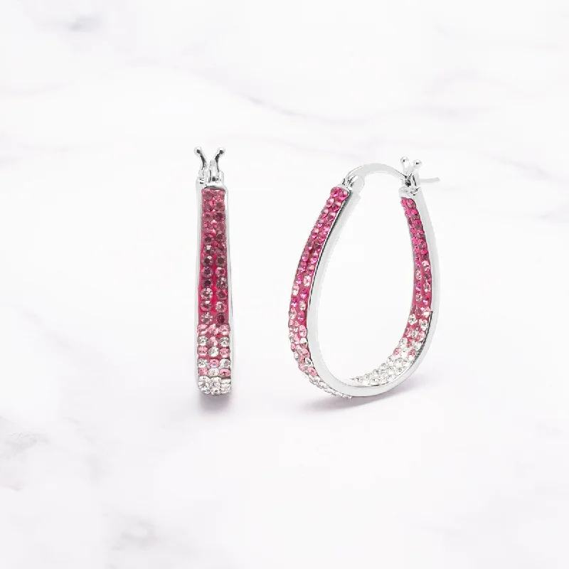 rugged sapphire earrings-Victoria Townsend Inside Out White & Pink Crystal Hoop Earrings