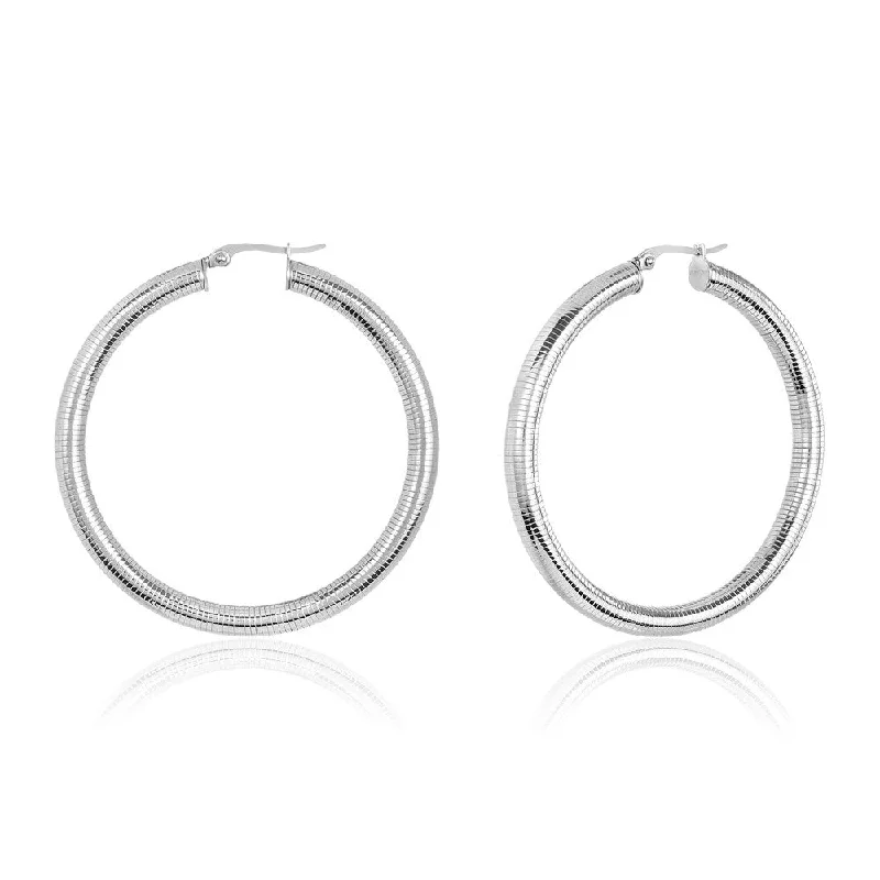 wave-shaped earrings-Women's Large Hoop Stainless Steel Earrings