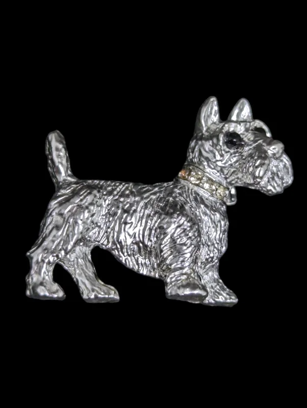 1950s Silver Scottish Terrier Dog Brooch Pin