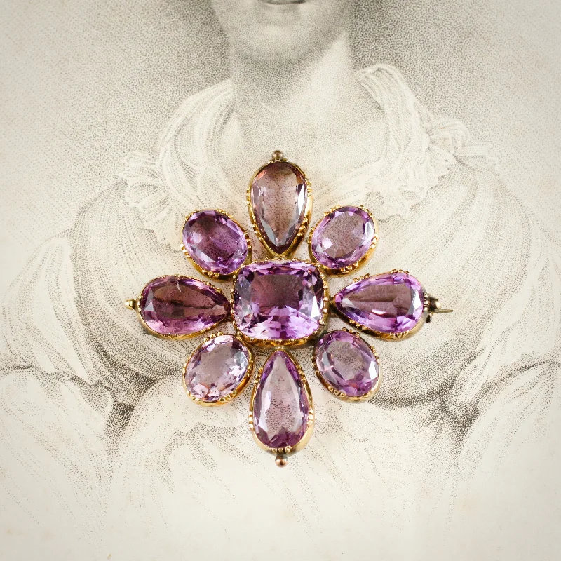 A Magnificent 1820's Gold Amethyst & Paste Maltese Cross Brooch