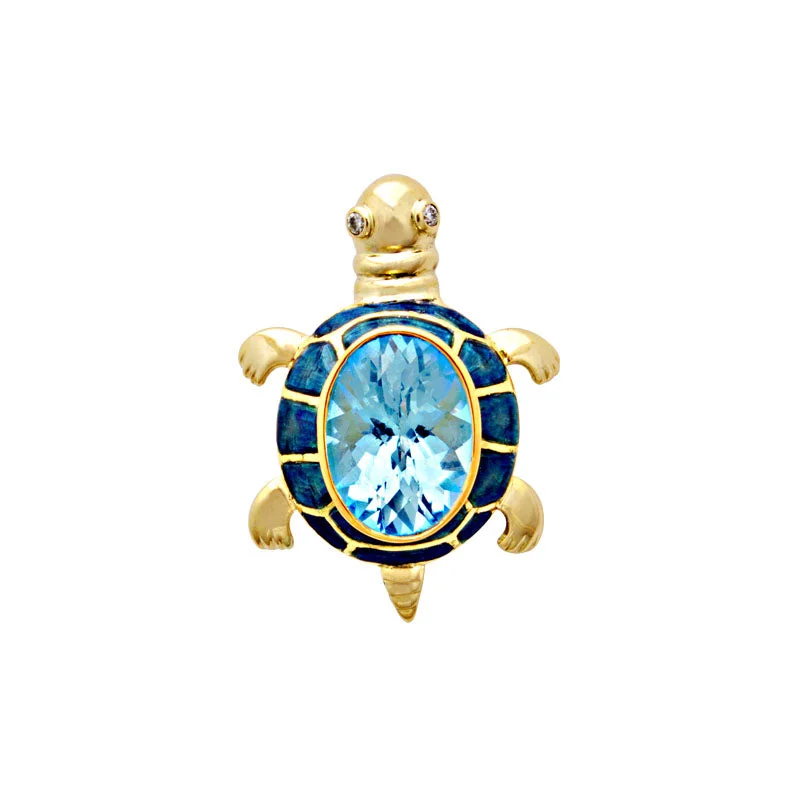 Brooch- Blue Topaz And Diamond (enamel) (1947K)