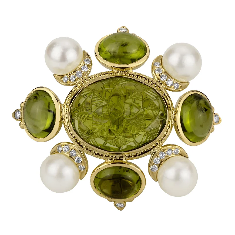 Brooch - Peridot, Pearl & Diamond (1840B)