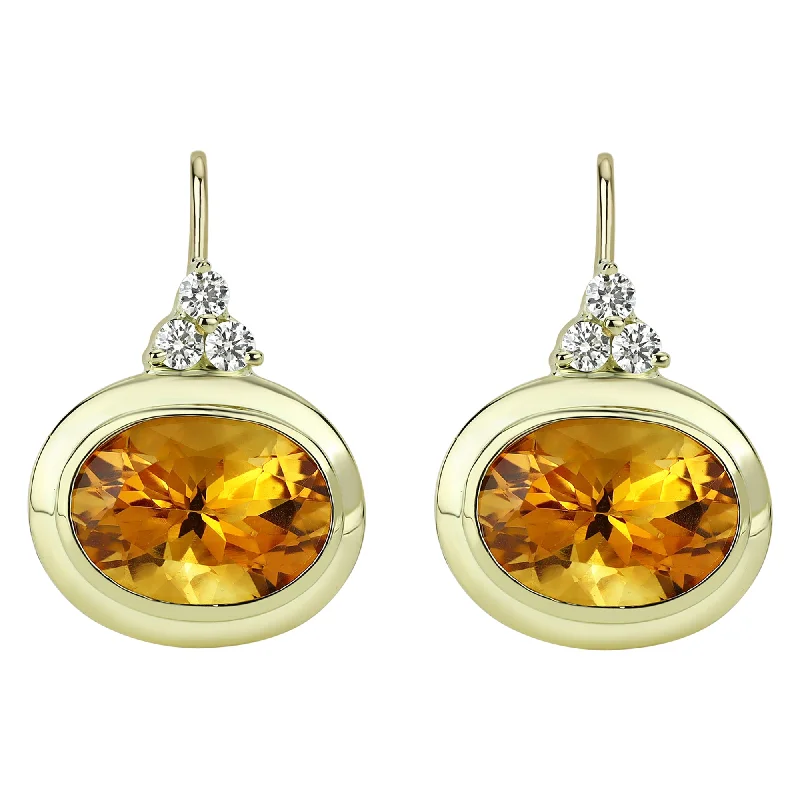 Earrings - Citrine And Diamond