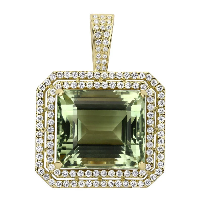 Pendant - Green Quartz And Diamond