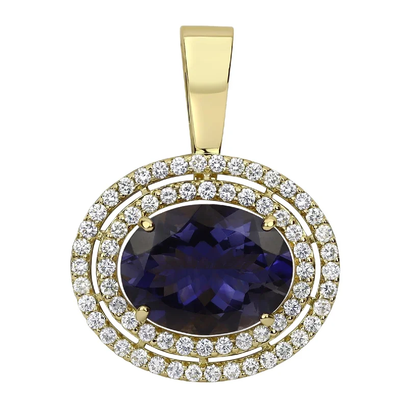 Pendant - Iolite And Diamond