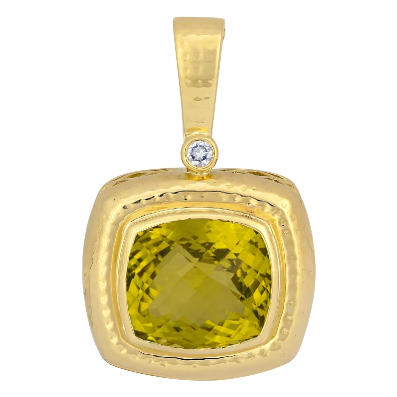 Pendant - Lemon Quartz And Diamond