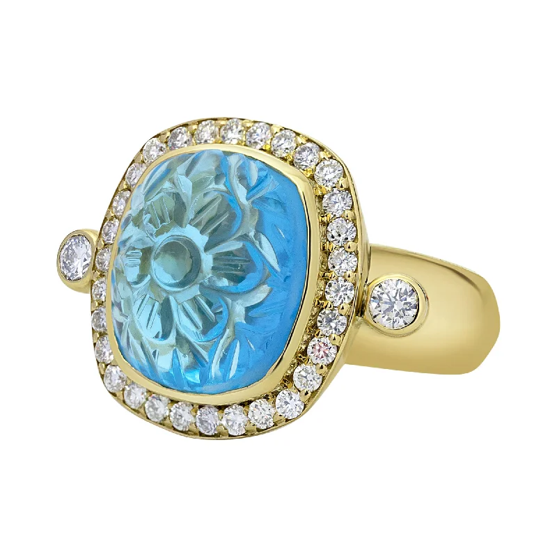 Ring - Blue Topaz And Diamond