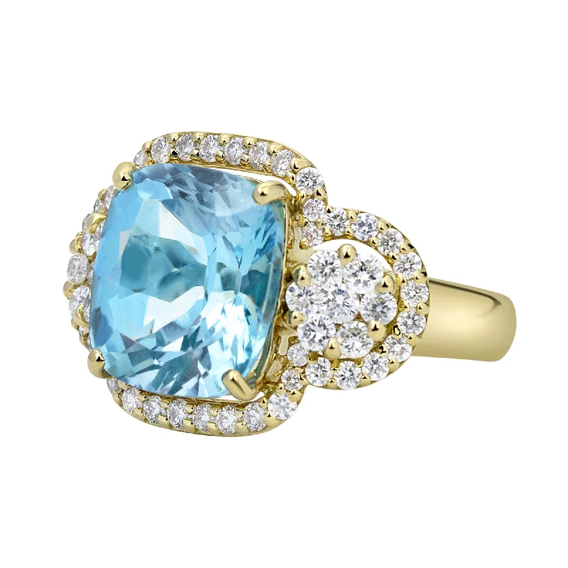 Ring - Blue Topaz And Diamond