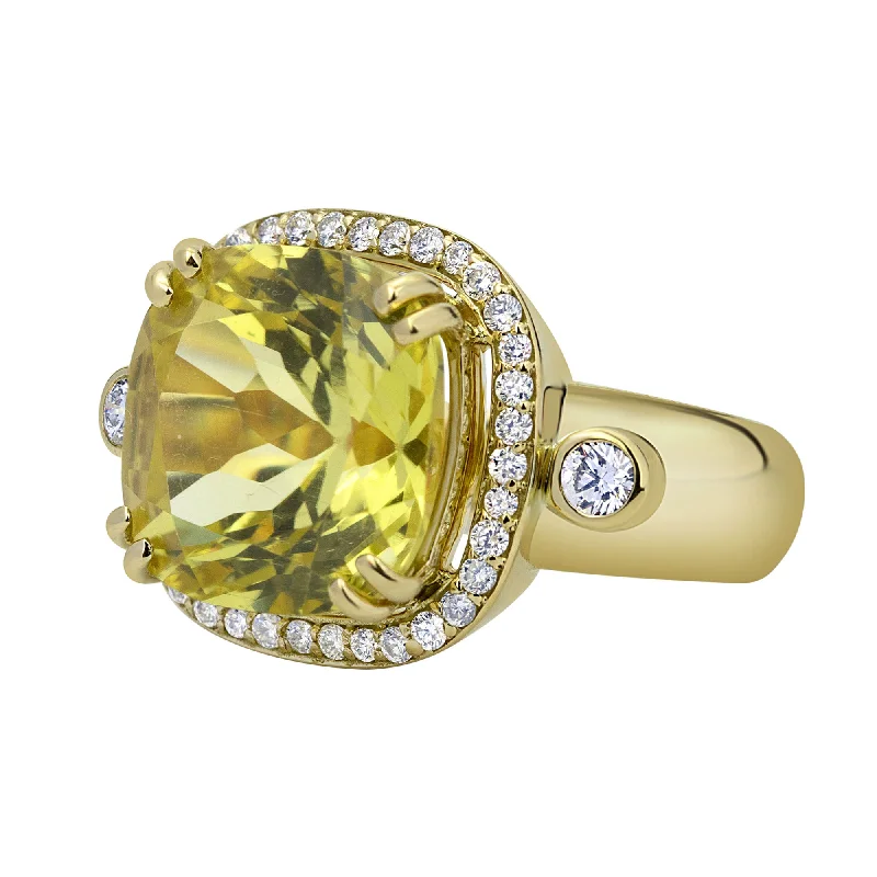 Ring - Lemon Quartz And Diamond